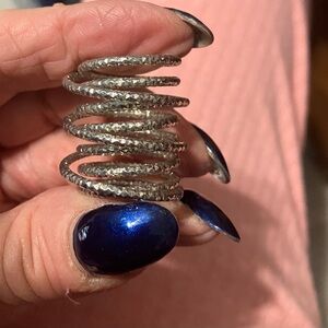 Massive Silvertone vintage wrap, snake gladiator hammered ring